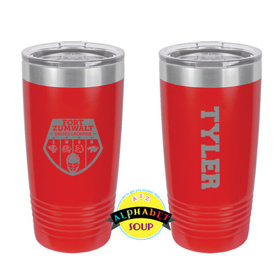 20 ounce stainless tumbler with etched logo and name