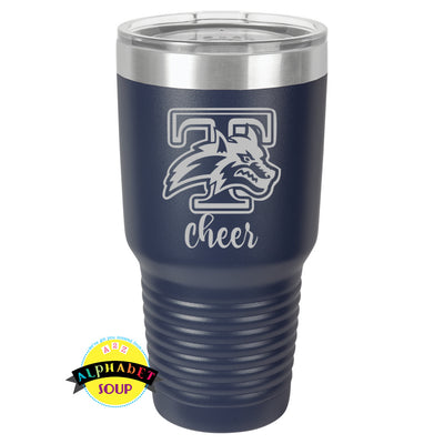 JDS 30oz tumbler etched with the Jr Wolves Cheer logo