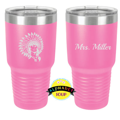 JDS tumblers etched with the Wentzville Middle School logo and name