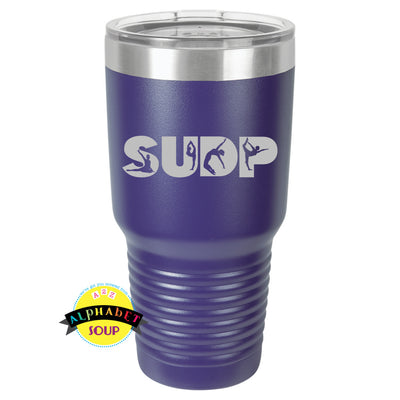 JDS 30oz etched tumbler with the Steppin Up Dance design and name