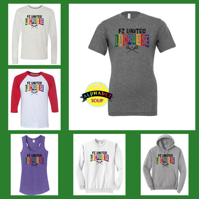 FZ United Girls High School Lacrosse Colorful Colorblock Design tee & sweatshirt collage