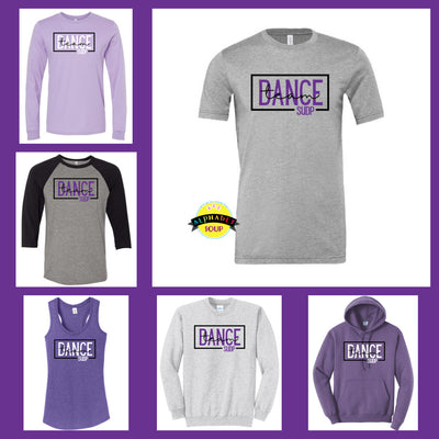 Steppin Up Dance Team Box collage of tees and sweatshirts