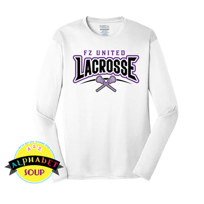 Port & Co Performance long sleeve tee and FZ United Lacrosse outline design