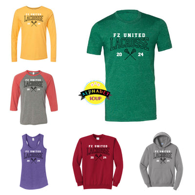 FZ United Girls HS Lacrosse Outline design tees and sweatshirt collage