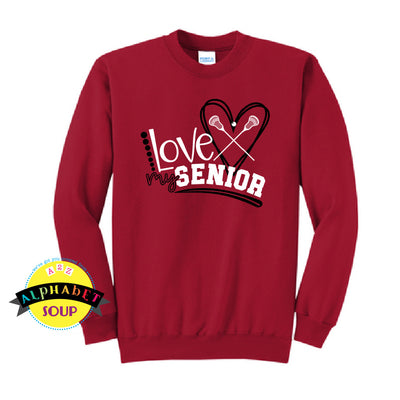Port and Co crewneck sweatshirt with the FZ United Love my Senior design