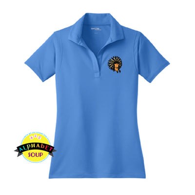 Sport-Tek Ladies performance polo with the Holt Indians logo embroidered on the left chest.