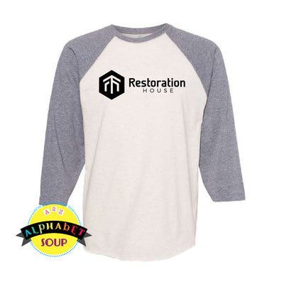 LAT raglan shirt with the Restoration House LAT Horizontal logo