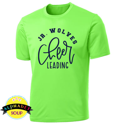 Port & Co short sleeve performance tee with a  Jr Wolves Cheer design