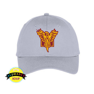 Grey Basic Hat with the Pearce Hall logo embroidered on the front.