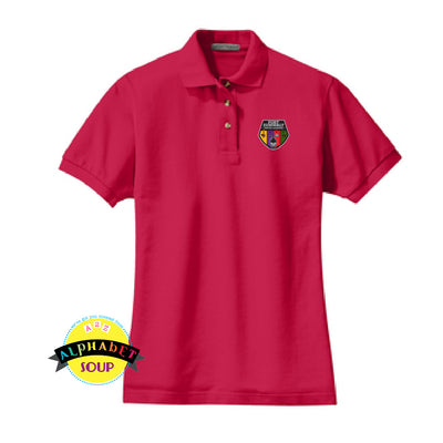 Port Authority Ladies cotton polo with the FZ United Lacrosse Logo embroidered on the left chest.