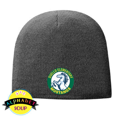 Fleece lined beanie with the Duello Elementary Logo Embroidered on the front.