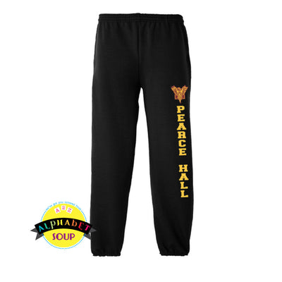 Port & Co Elastic Cuff Sweatpants with Pearce Hall down the leg