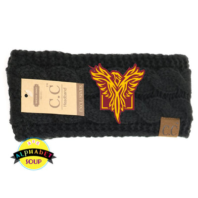 Black CC Headband embroidered with the Pearce Hall logo