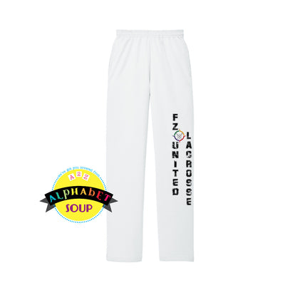Port & Co open bottom sweatpants with the FZ United GIRLS High School Lacrosse design