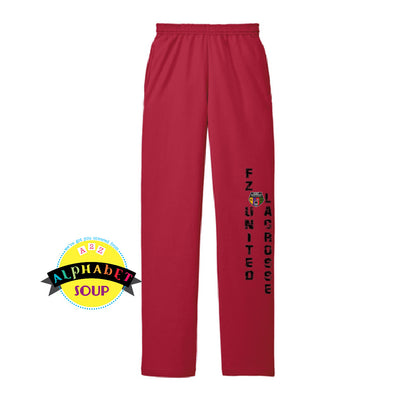open bottom sweatpants with design