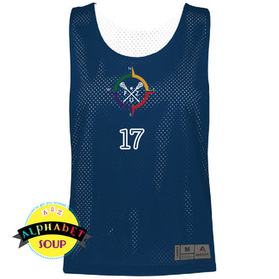 Augusta Ladies 2 Sided Practice Pinnies with the FZ United Girls Lacrosse Logo and number