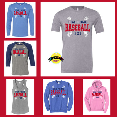USA Prime Baseball Laces design on a tees and sweatshirt collage chart