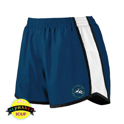 Pulse ladies and girls running shorts with a Jr Wolves Cheer logo design