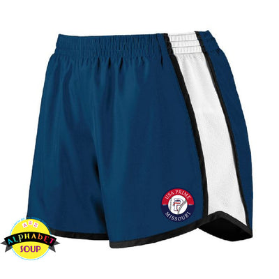 USA Prime Baseball logo in dtf on the Ladies Pulse Running Shorts