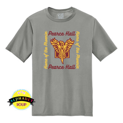 Port and Co short sleeve performance tee with the a Pearce Hall design
