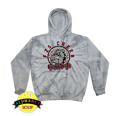 Colortone tie dye hoodie with the FZS Bulldogs Cheer design
