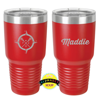 JDS 30oz tumbler etched with the FZ United Girls Lacrosse logo