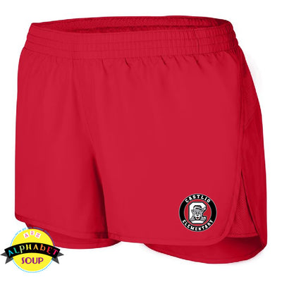 Wayfarer running shorts for girls and ladies with the Castlio logo