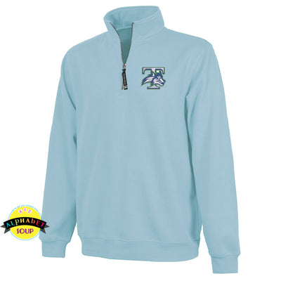 Timberland Jr Wolves logo on the Charles River Apparel Crosswinds Pullover in Aqua