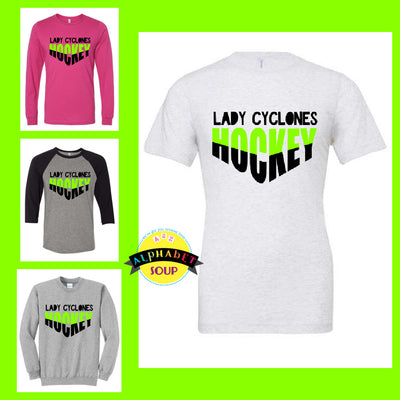 St Louis Lady Cyclones Hockey V Design on Tees and Sweatshirts