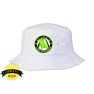 St Louis Lady Cyclones Hockey Logo on a White Bucket Hat