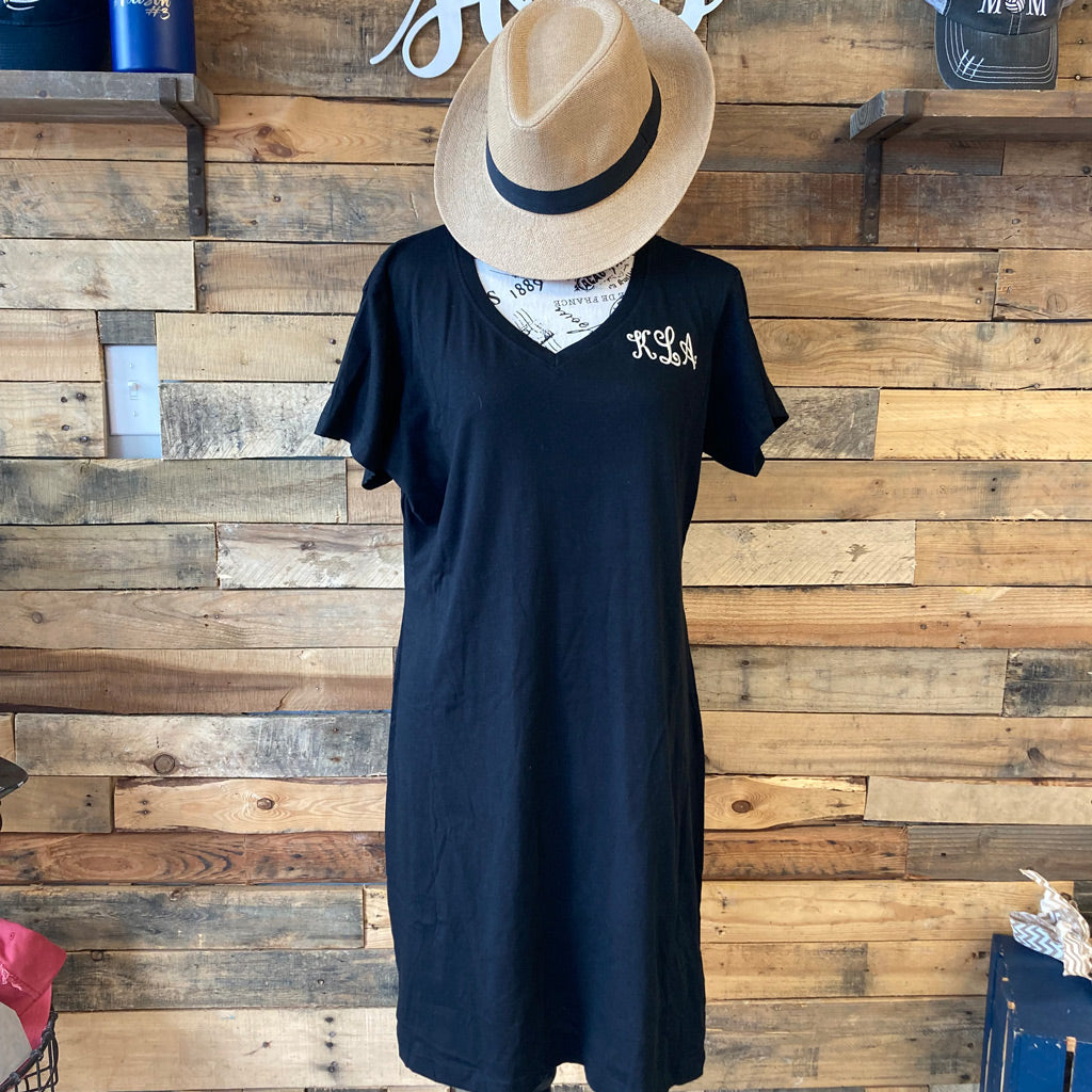 S&S Embroidered Monogram T-Shirt Dress