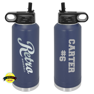 40oz Water Bottles with the Retro Baseball logo and name and number on the back