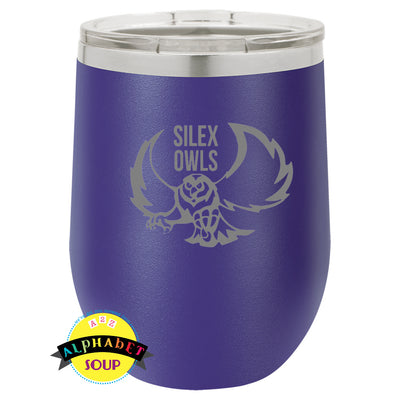 12 oz wine tumbler with etched silex logo