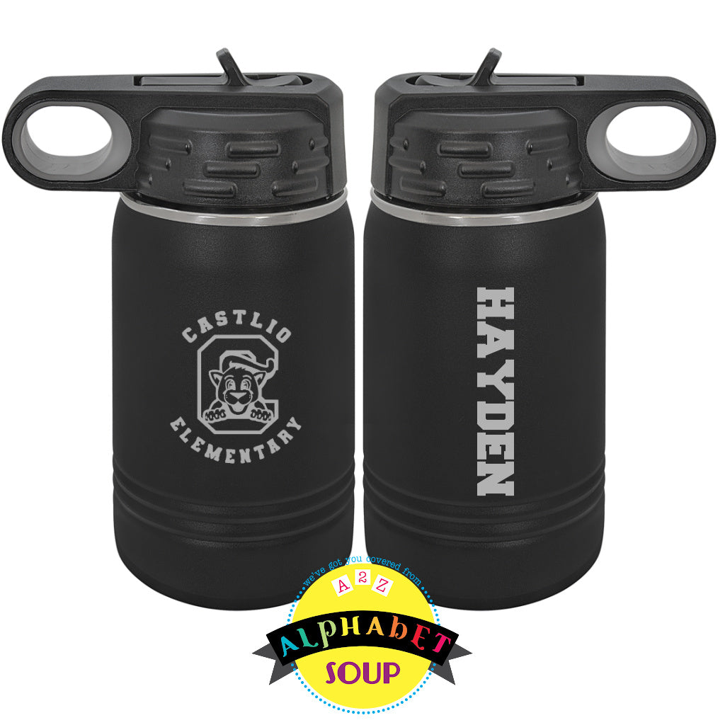 Custom School Spirit Wear | Castlio Elementary Etched Water Bottles ...