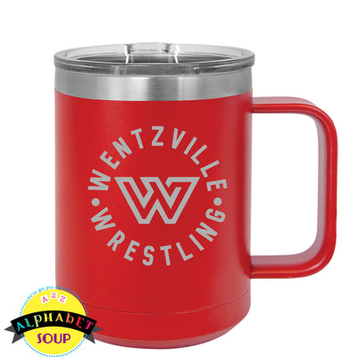 15 oz Travel mug with WWF logo etched on the front 