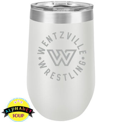 16 oz wine tumbler with WWF logo etched on the front 