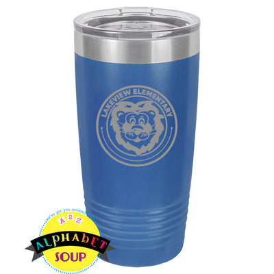 20 oz Tumbler with lakeview elementary logo etched on front. Your choice of color cup