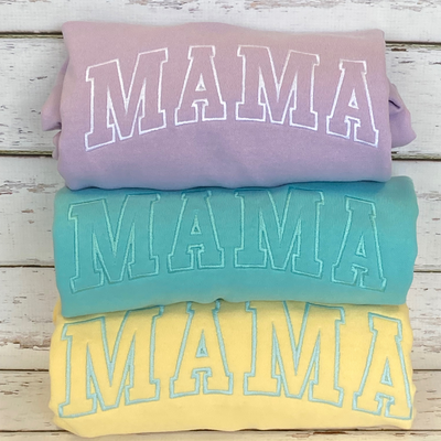 Comfort Color Sweatshirts embroidered with Mama sweatshirts