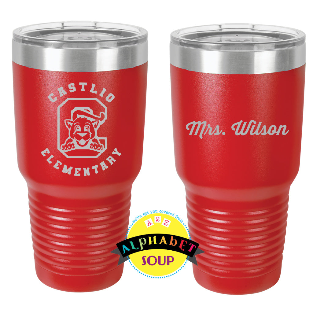 Custom School Spirit Wear | Castlio Elementary Etched Tumblers ...