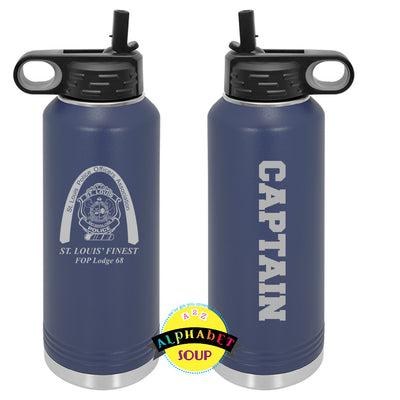 St Louis Police Officers Association logo and name etched onto the  JDS Stainless 40oz water bottle