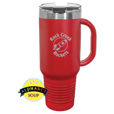40 oz mug with handle and etched logo