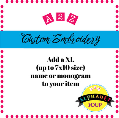 add an XL left chest size name or monogram to your item