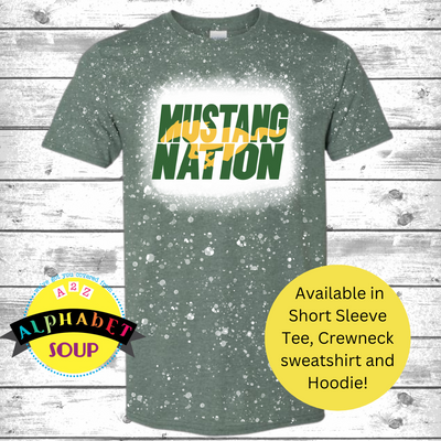 Gildan Bleached Tees with the Mustang Nation design