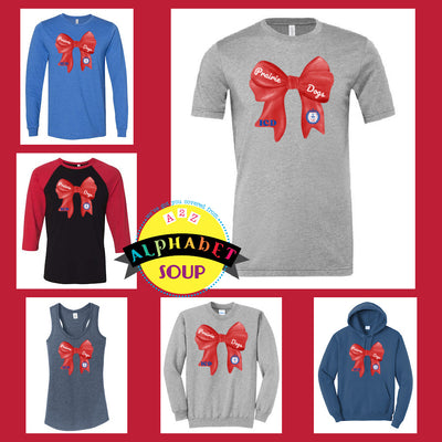ICD Big Bow design on tees and sweatshirt collage.