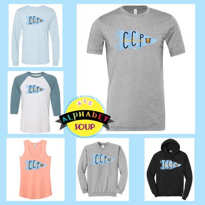 Carolina Collaborative Prep CCP Pennant Design on the Tees and Sweatshirt Collage