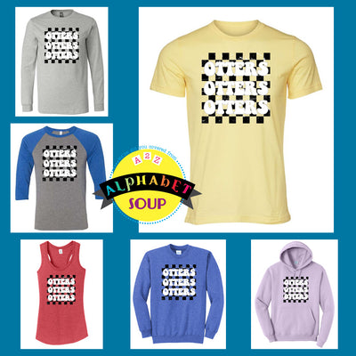 FZ ECC Checkerboard Repeating Otters Design on tees and sweatshirts