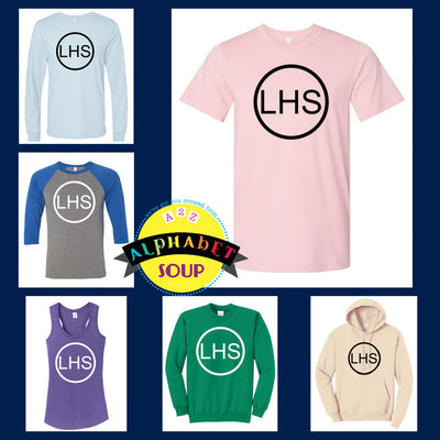 Liberty High School circle lhs Design on tees and sweatshirts