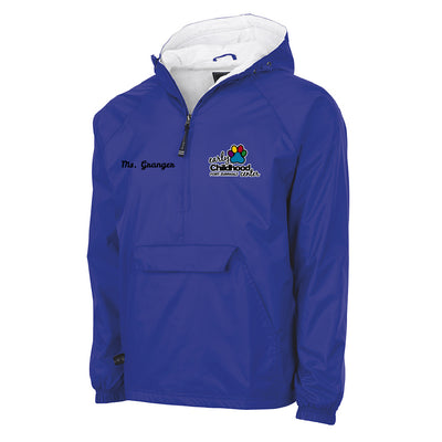 FZ ECC logo and name embroidered on classic lined pullover in blue