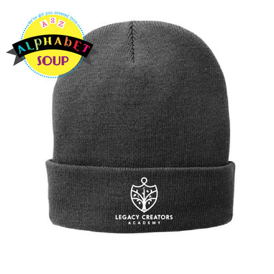 Legacy Creators Academy logo on grey cuffed beanie