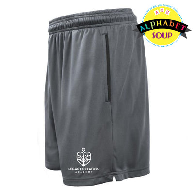 Legacy Creators Academy logo in white on driveline shorts